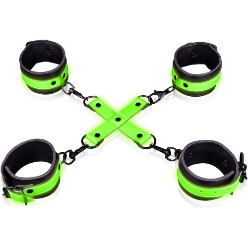 Hand and Ankle Cuffs With Hogtie - Glow in the Dark