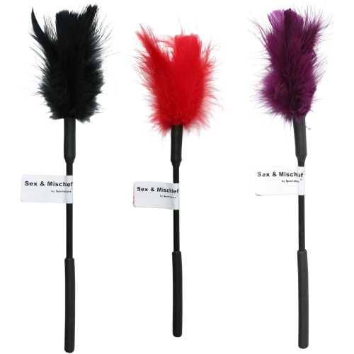 Sex and Mischief Feather Ticklers - 18 Piece Display - Assorted Colors
