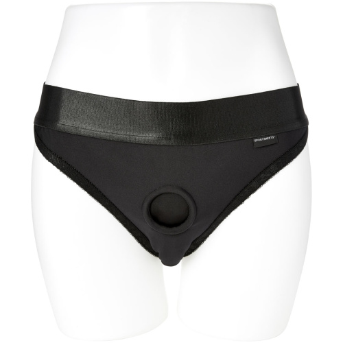 Em. Ex. Active Harness Wear Crotchless Silhouette - Black - Large