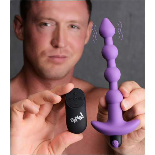 Bang - Vibrating Silicone Anal Beads and Remote Control - Purple