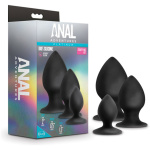 Anal Adventures - Platinum - Silicone Anal Stout  Plug Kit - Black