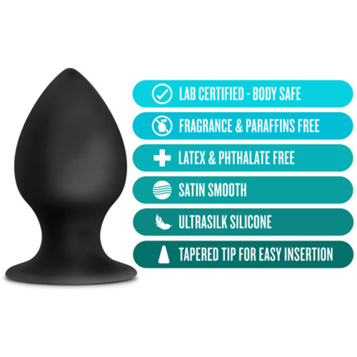 Anal Adventures - Platinum - Silicone Anal Stout Plug - Large - Black