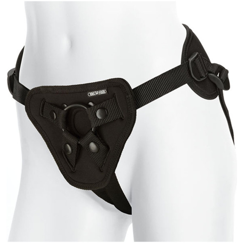 Vac-U-Lock - Supreme Harness With Vibrating Plug - Black