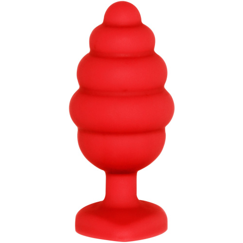 Regular Ribbed Diamond Heart Plug - Red