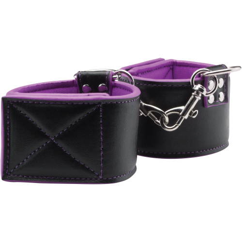 Reversible Ankle Cuffs Premium Bonded Leather and Neoprene - Purple