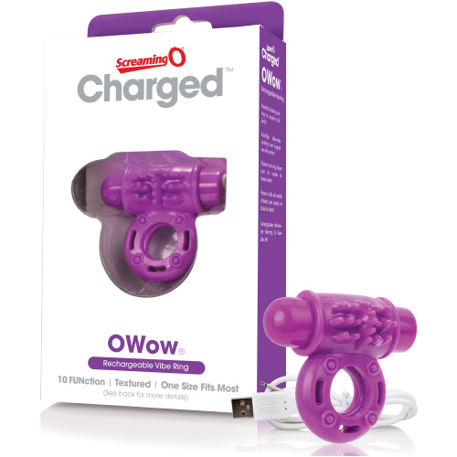 Charged Owow Rechargeable Vibe Ring - Purple - 6 Count Box