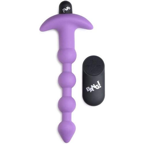 Bang - Vibrating Silicone Anal Beads and Remote Control - Purple