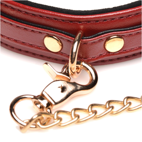6 Piece Burgundy Bondage Set Burgundy Cuffs, Collar and Leash