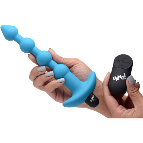 Bang - Vibrating Silicone Anal Beads and Remote Control - Blue