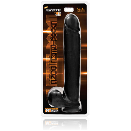 14 Inch Exxxtreme Dong With Suction & Balls - Black