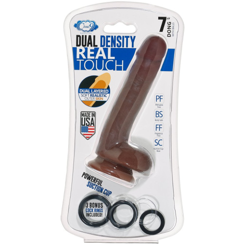 Cloud 9 Novelties Dual Density Real Touch 7 Inch With Balls - Brown