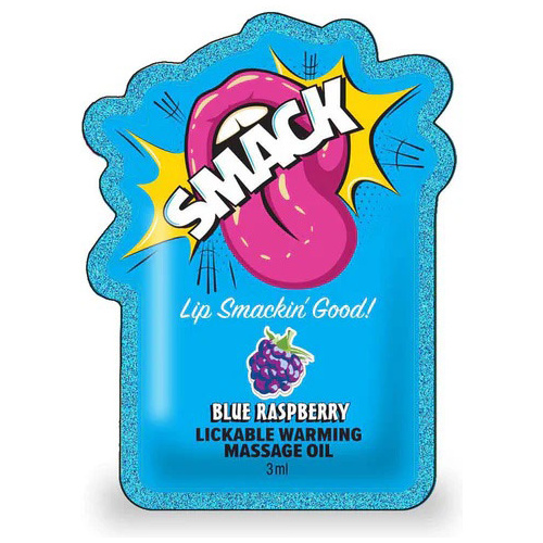 Smack Lickable Massage Oil, 3ml Pouch Display 36pc - Blue Raspberry