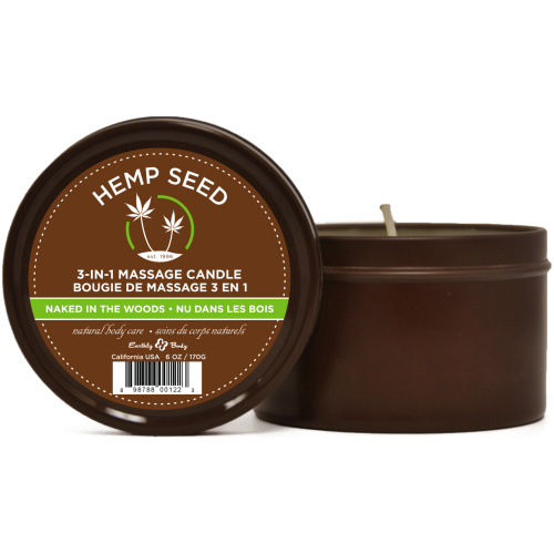 Hemp Seed 3-in-1 Massage Candle - Naked in the Woods - 6 Oz.