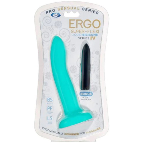 Ergo Super Flexi IV Dong Soft and Flexible Liquid Silicone With Vibrator - Teal