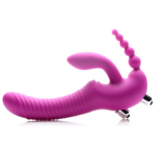 Regal Rider Vibrating Strapless Strap- on Triple G Dildo - Pink
