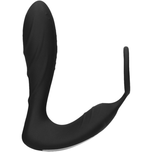 E-Stimulation and Vibration Butt Plug With Cock Ring and Wireless Remote Control - Black