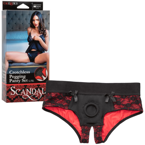 Scandal Crotchless Pegging Panty Set - L/xl