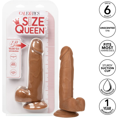 Size Queen 6 inch/15.25 Cm - Brown