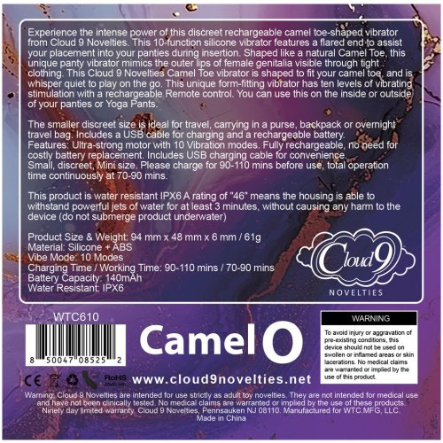 Cloud 9 Camel Toe Shaped Vibrator With Remote - Pink