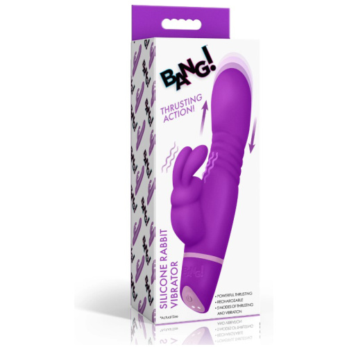 Thrusting Silicone Rabbit Vibrator - Purple