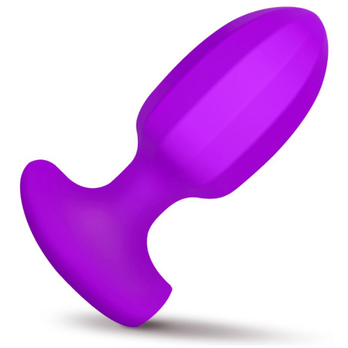 Ribbed Vibrating Silicone Butt Plug - Purple