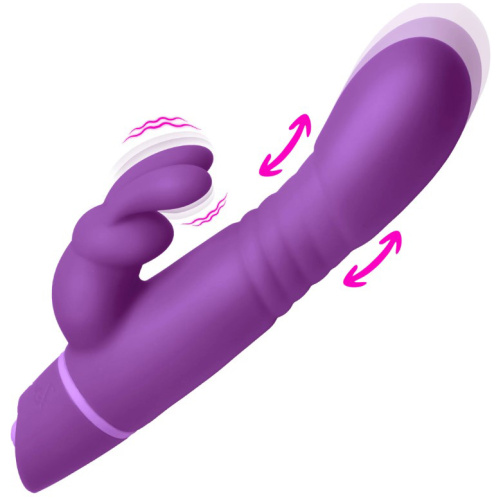 Thrusting Silicone Rabbit Vibrator - Purple