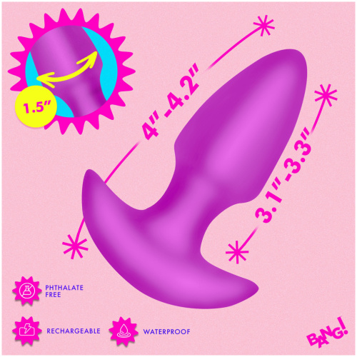 Thrusting and Vibrating Silicone Butt Plug - Purple