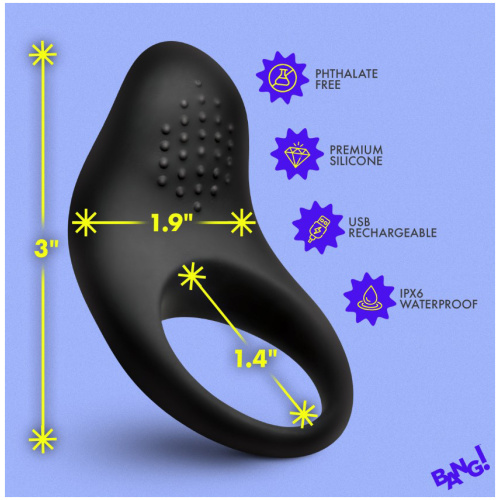 Vibrating Silicone Cock Ring - Black