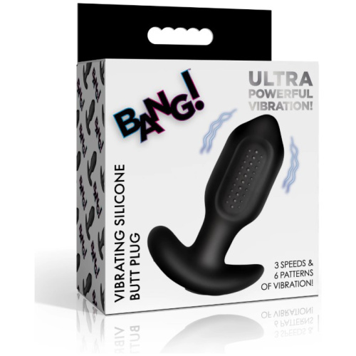 Bumpy Vibrating Silicone Butt Plug - Black