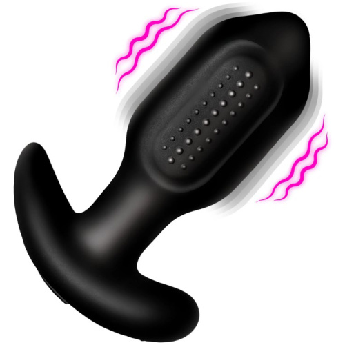 Bumpy Vibrating Silicone Butt Plug - Black