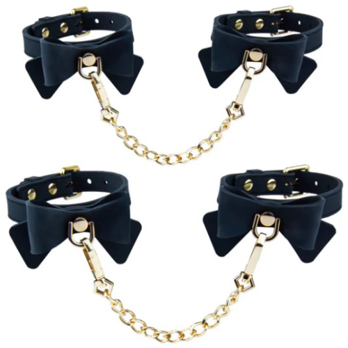 Temptasia Ardor Wrist and ​Ankle Restraints​ Black With Bow