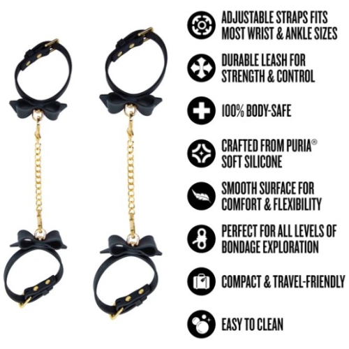 Temptasia Ardor Wrist and ​Ankle Restraints​ Black With Bow