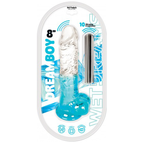 Dream Boy 8" - Jelly Vibrator Wet Dreams - Clear Aqua
