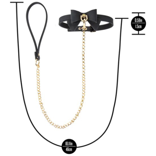 Temptasia Ardor - Collar and Leash​ - Black With Bow