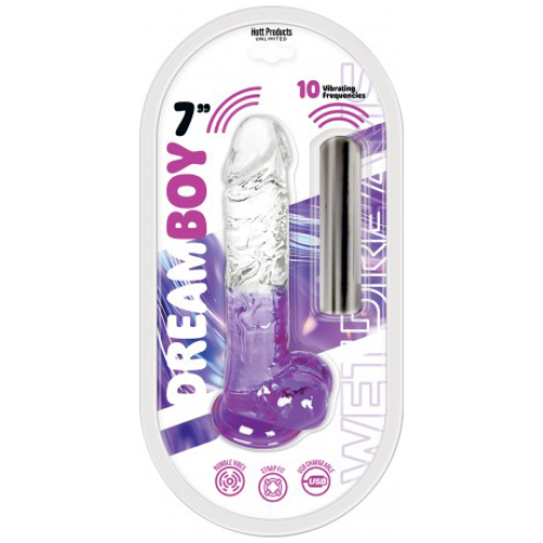 Dream Boy 7" - Jelly Vibrator Wet Dreams - Clear Purple