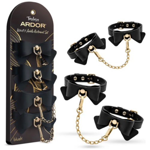 Temptasia Ardor Wrist and ​Ankle Restraints​ Black With Bow