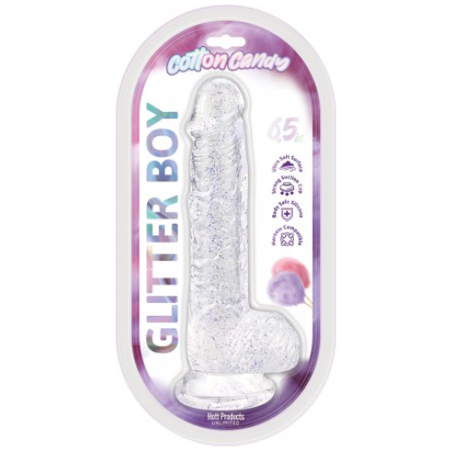 Cotton Candy - Glitter Boy 6.5" Suction Cup Dildo - Clear