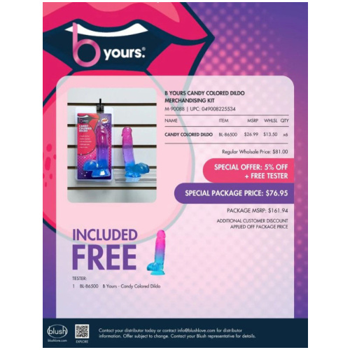 B Yours Candy Colored Dildo Merchandising Kit