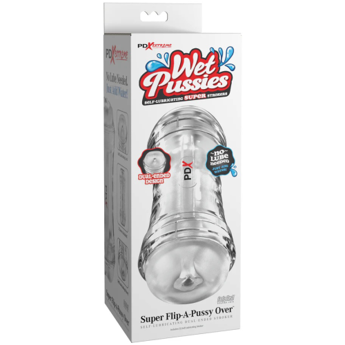 Pdx Extreme Wet Pussies Super Flip a Pussy Over Self-Lubricating Stroker - Frosted