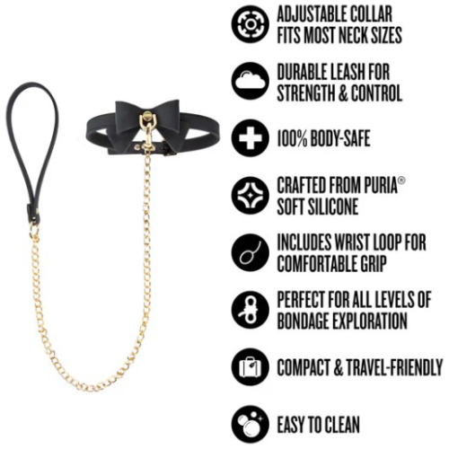 Temptasia Ardor - Collar and Leash​ - Black With Bow